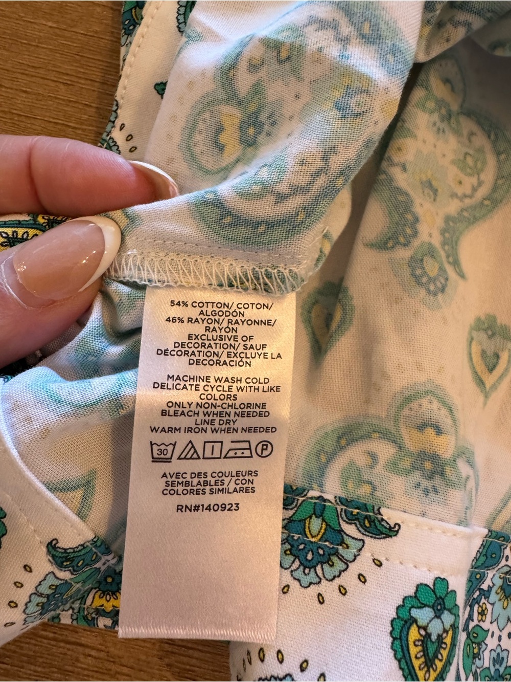 LOFT Teal and off white with yellow accents Paisley Print Blouse cotton blend - Picture 4 of 8